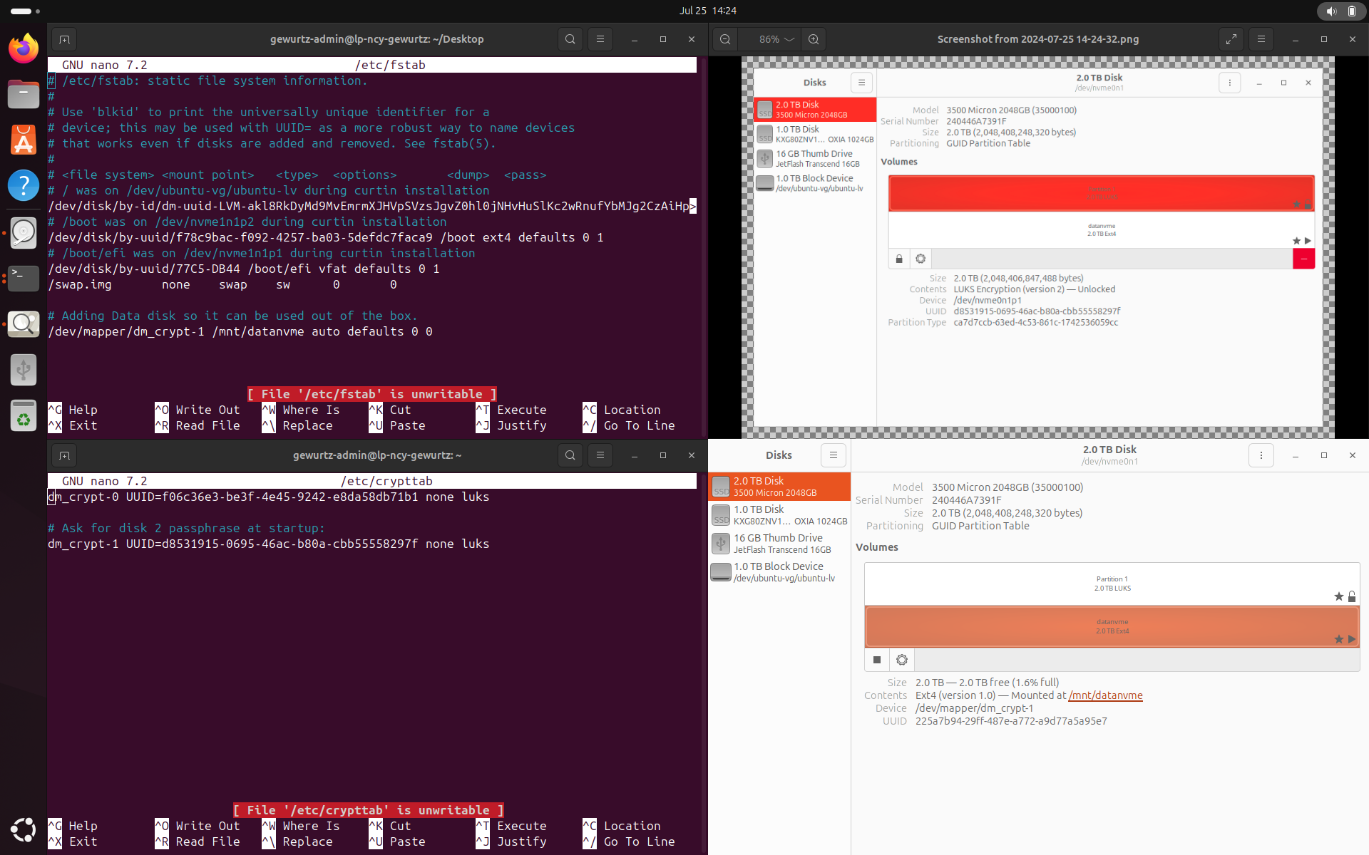 Configuration example with 1 new partition